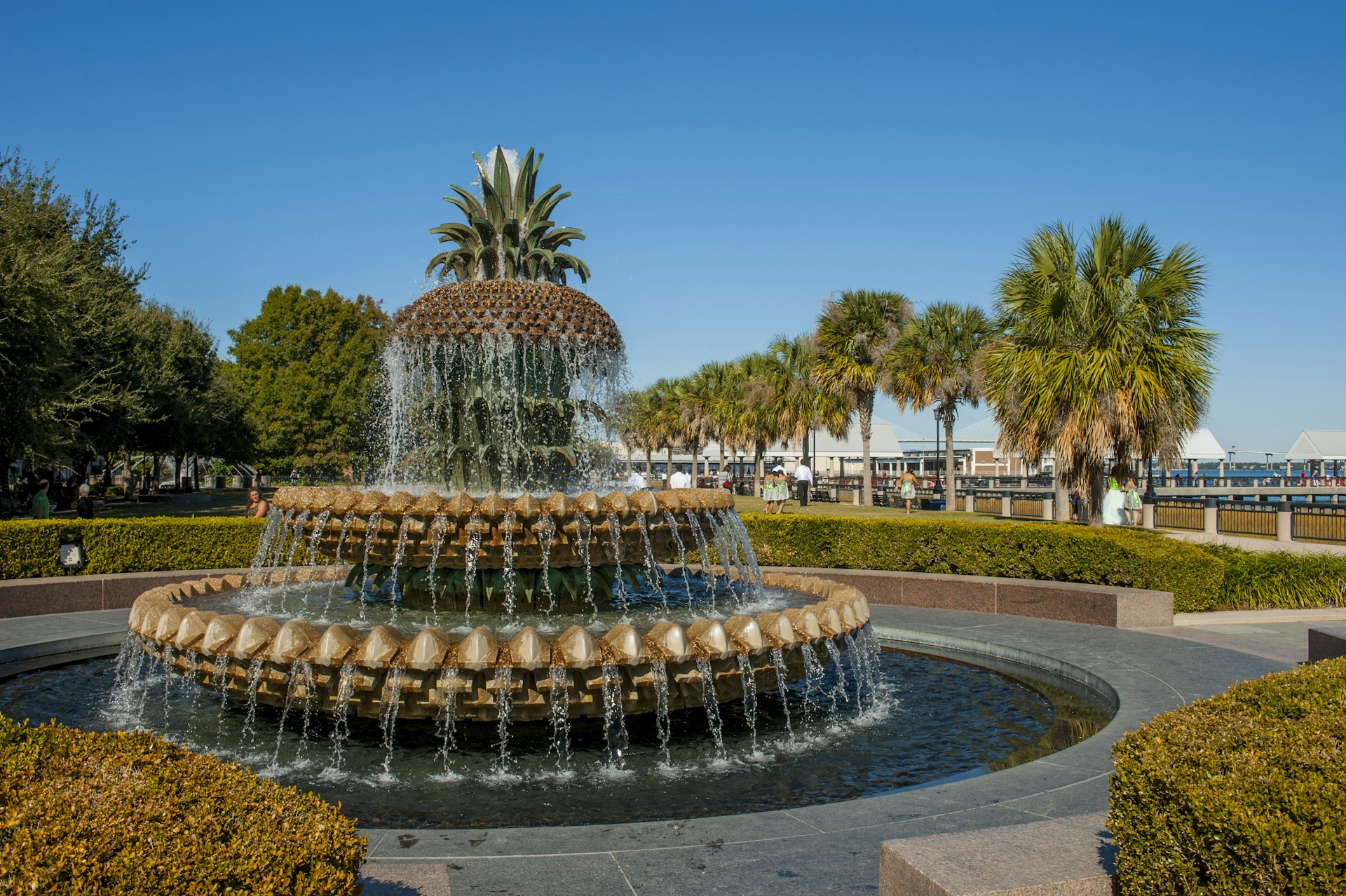 The pineapple fountain at the Waterfront Park in Charleston in South Carolina, USA.