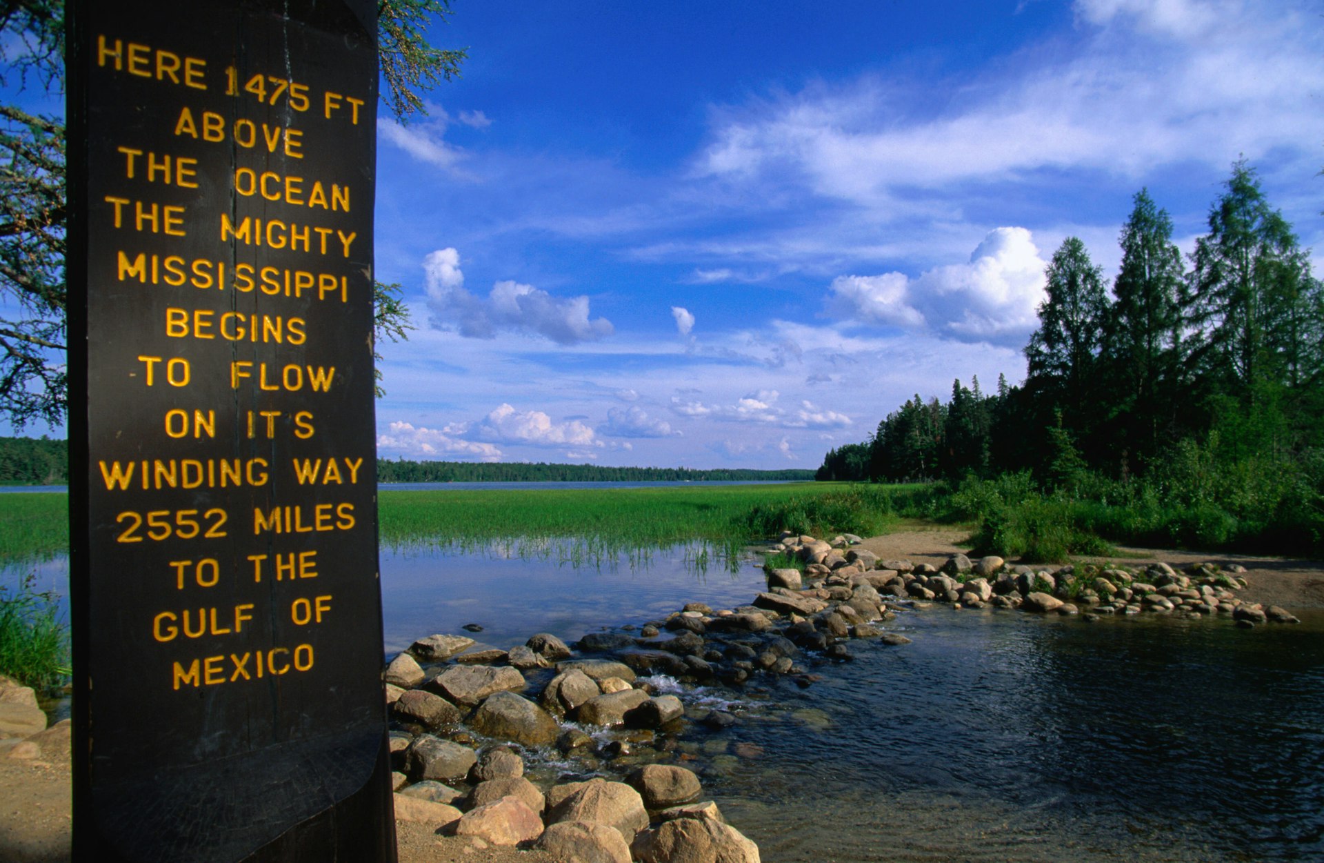 In the Itasca State Park you can walk across the official headwaters of the Mississippi River