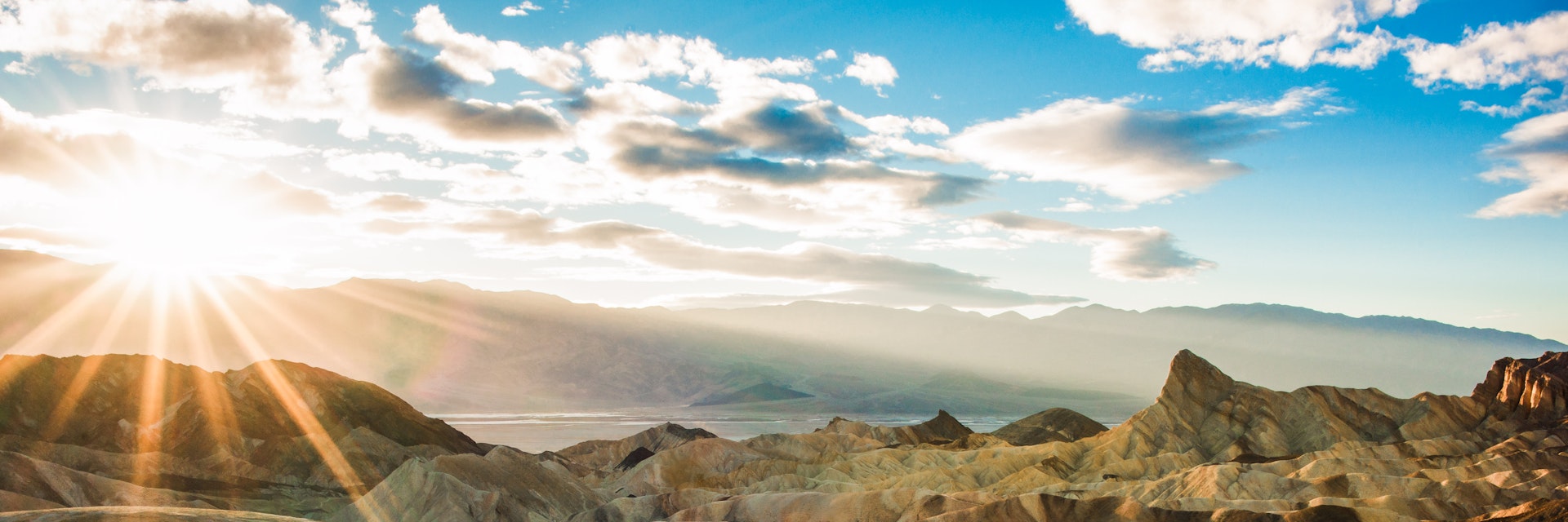 USA, California, Inyo County, Death Valley National Park, Zabriskie Point trail at sunset