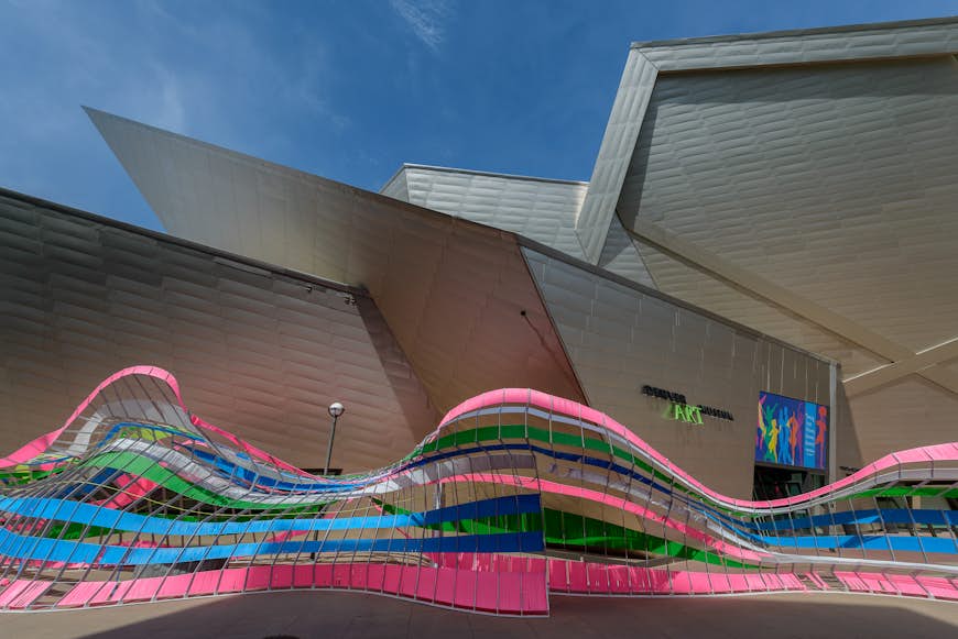Futuristic frontage of the Denver Art Museum