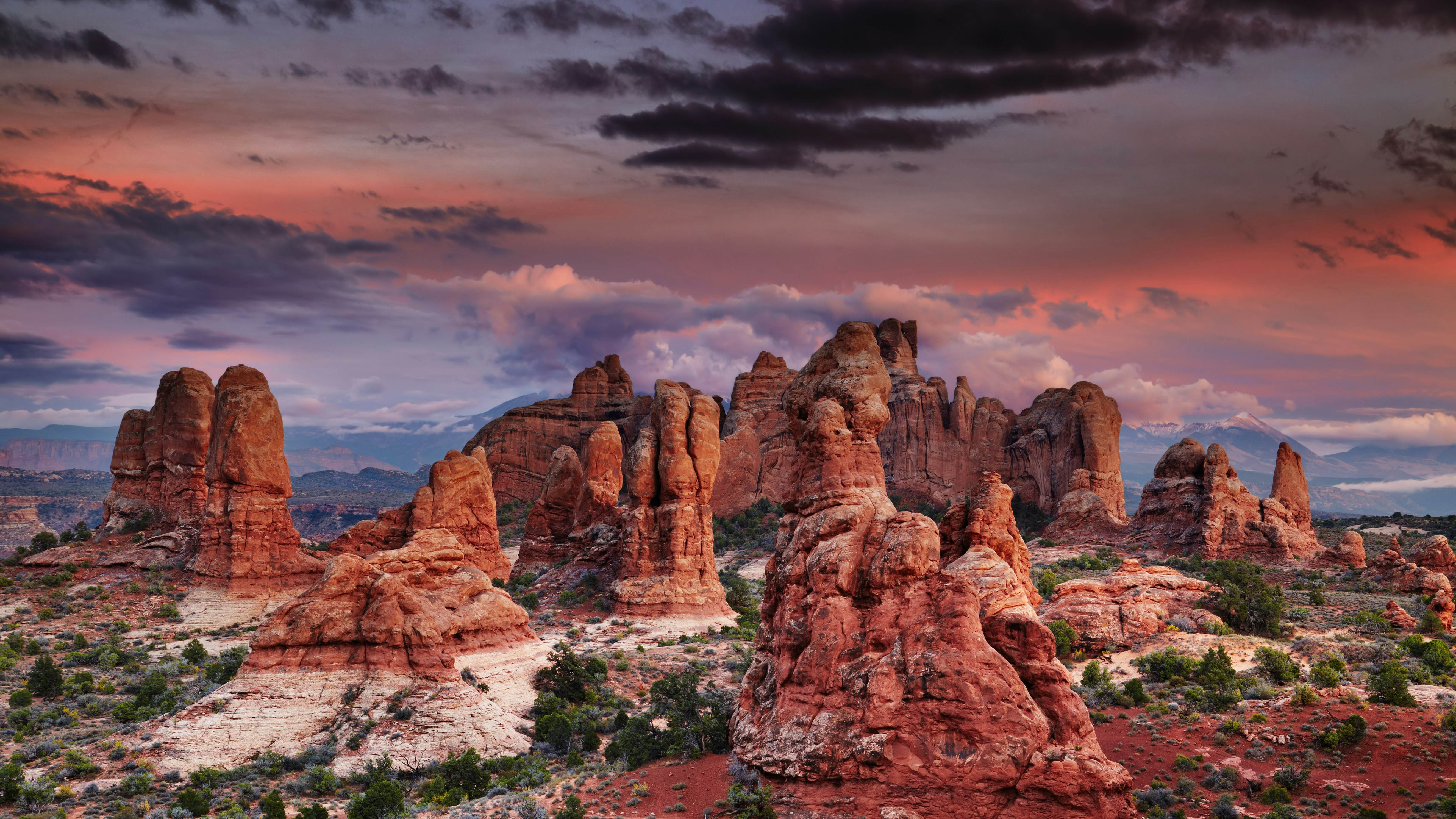 Colorful sunset in Arches National Park, Utah, USA