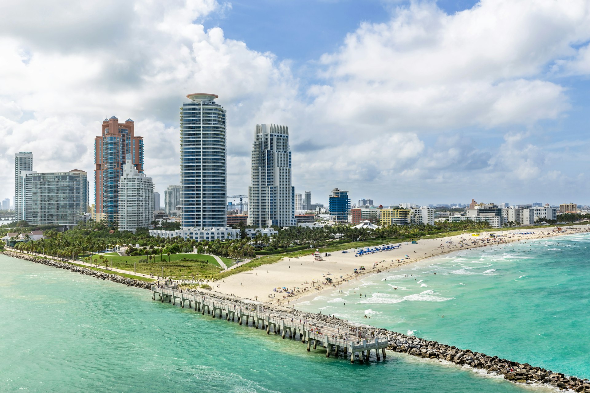 South Beach Miami from South Pointe Park, Florida, USA