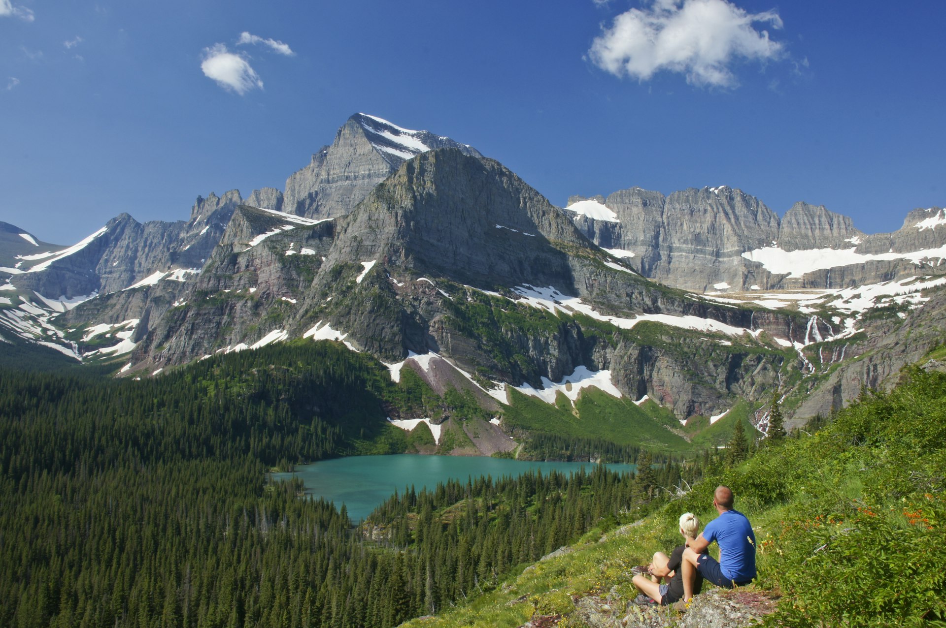Couple enjoying the view in Glacier National Park