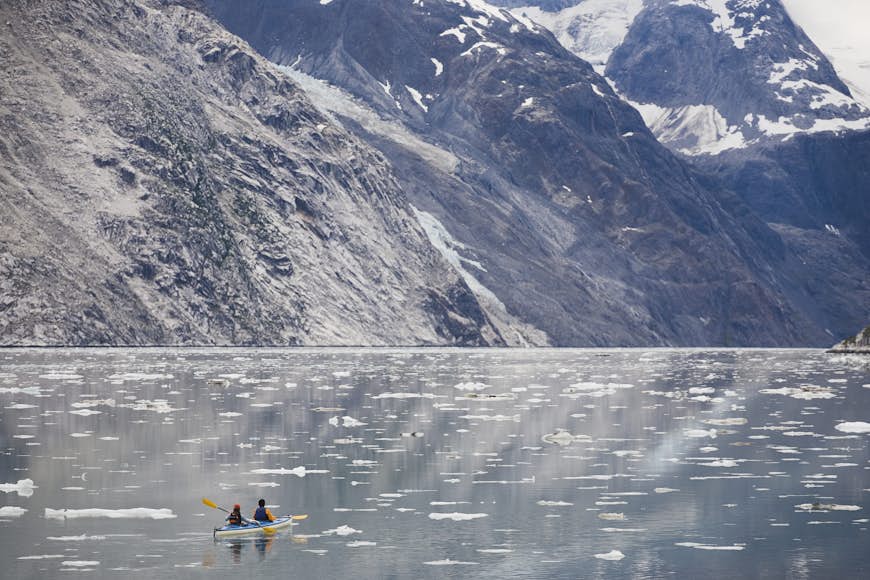 Kayaking in John Hopkins inlet, Glacier National Bay
