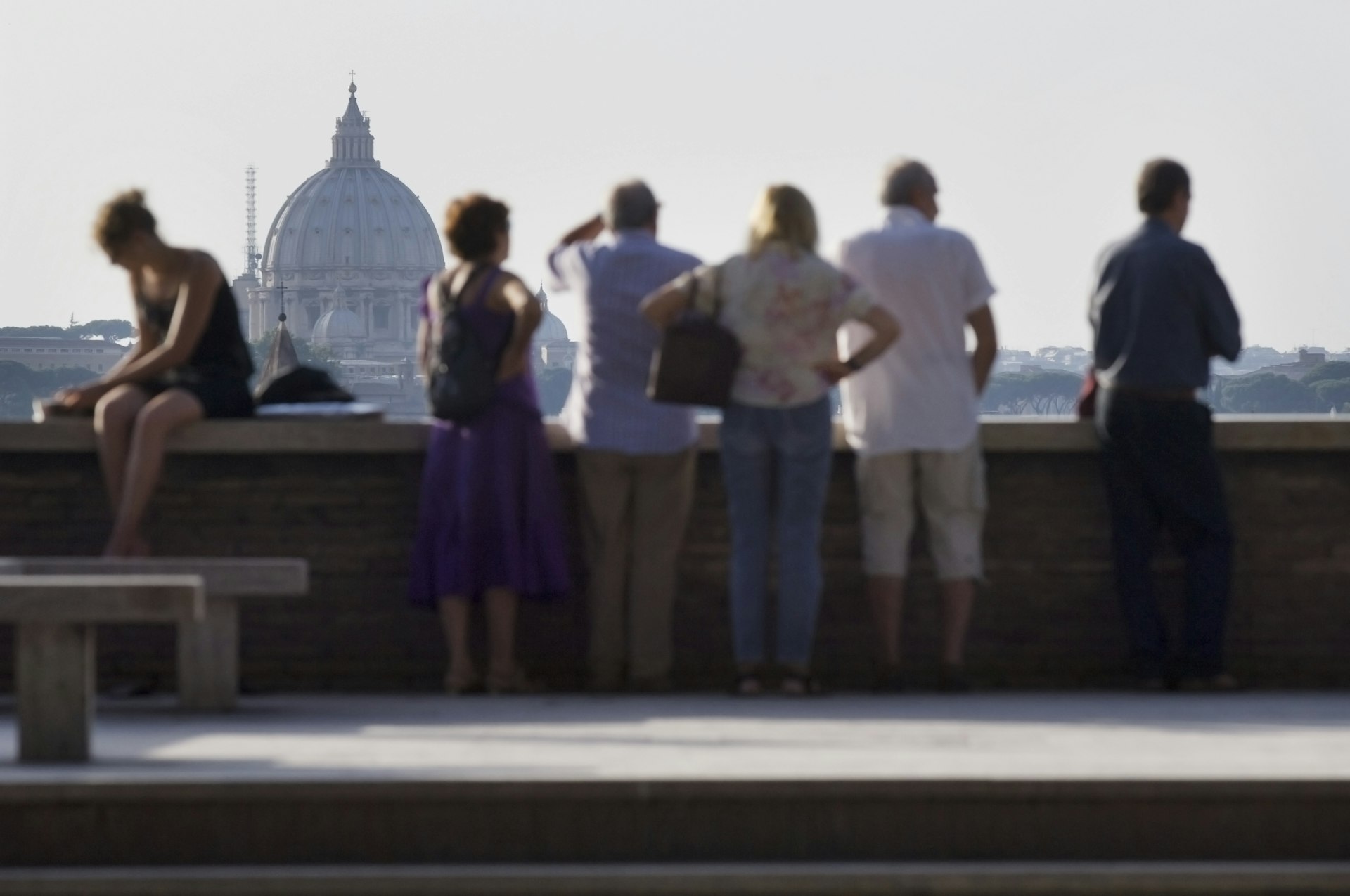 Tourists enjoy the view at Parco Savello