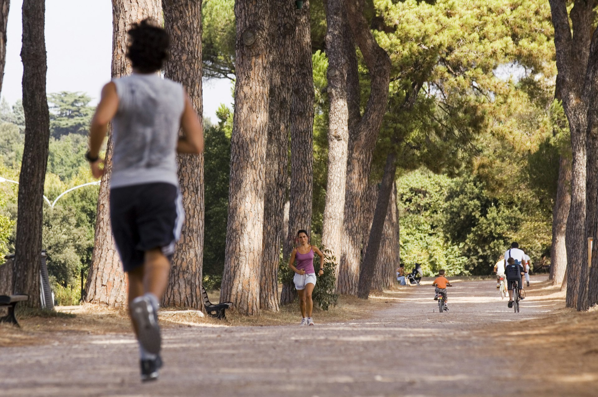 A man jogs at Villa Doria Pamphilj