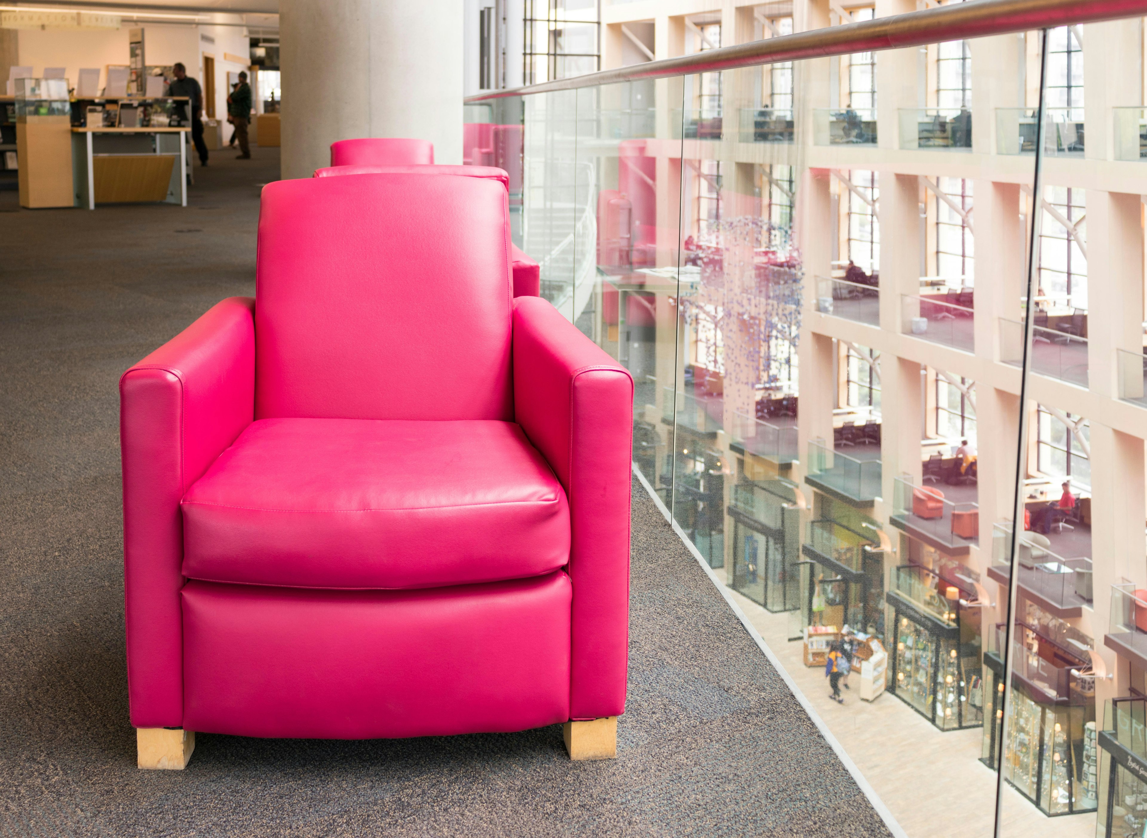 Pink Leather Chair inside Salt Lake City Public Library, Utah.