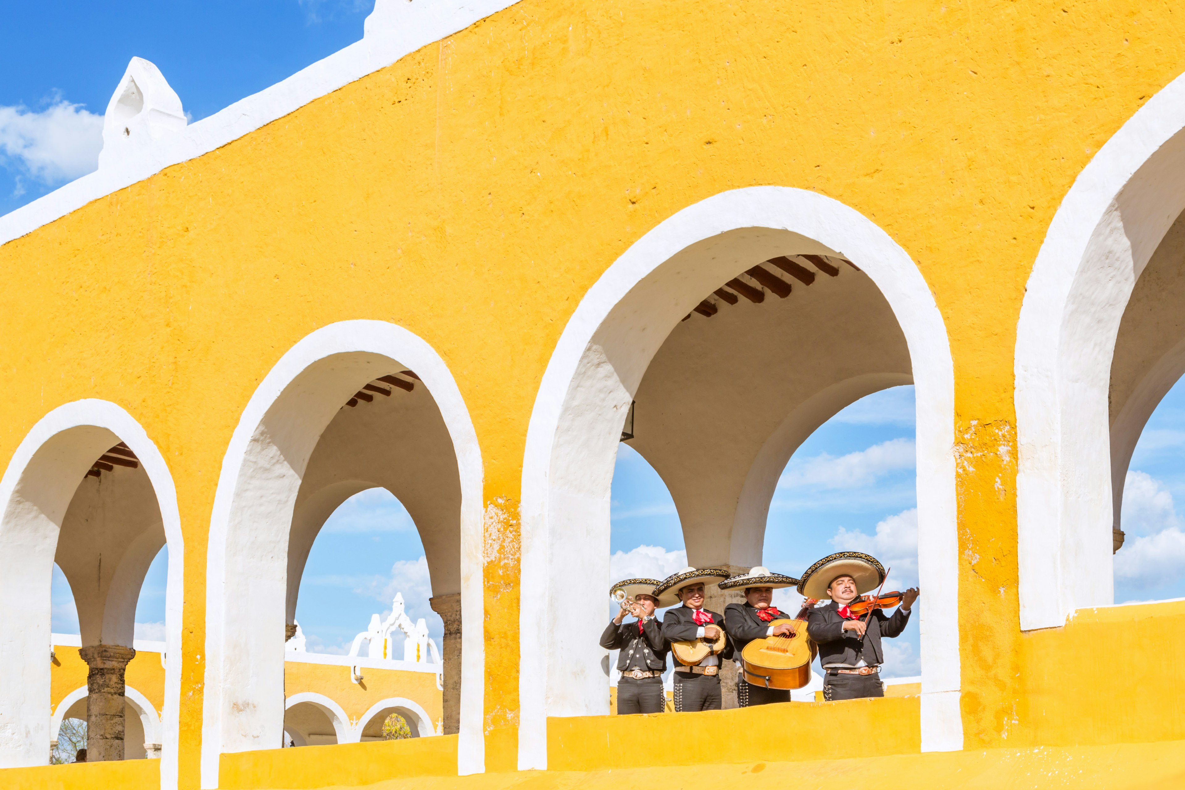Traditional Mariachi group at San Antonio de Padua monastery, Izamal, Yucatan, Mexico (MR)