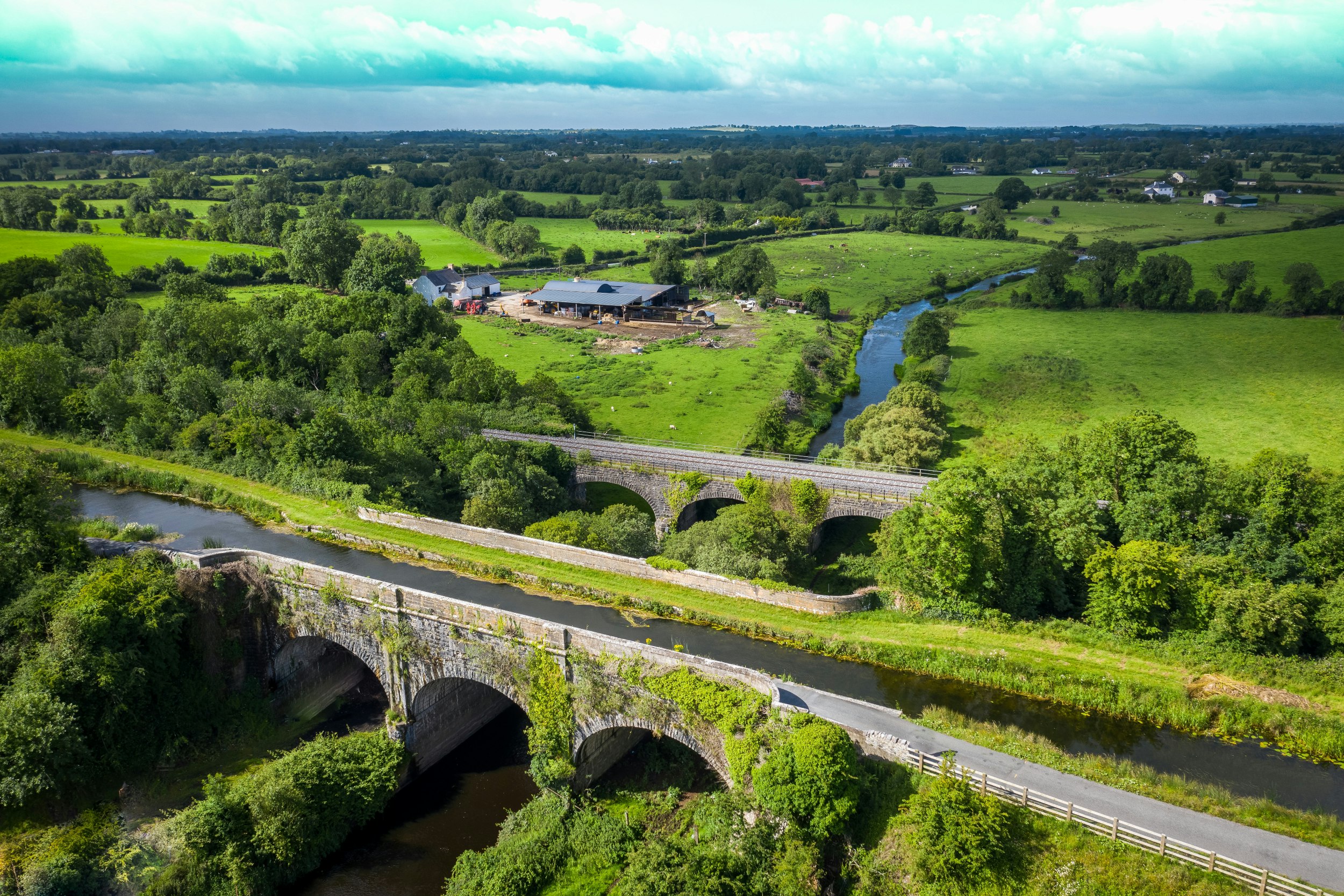 An aerial view of the Royal Canal Greenway in Meath