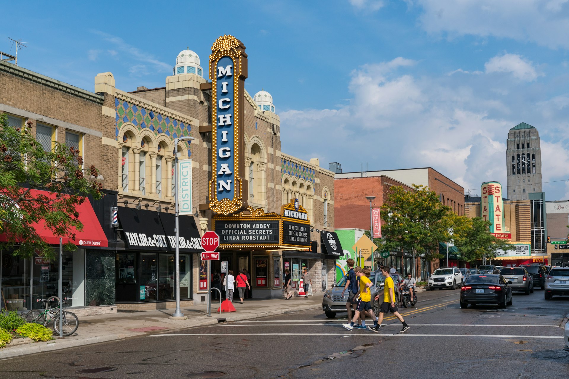 Historic buildings along Liberty Street in downtown Ann Arbor, Michigan