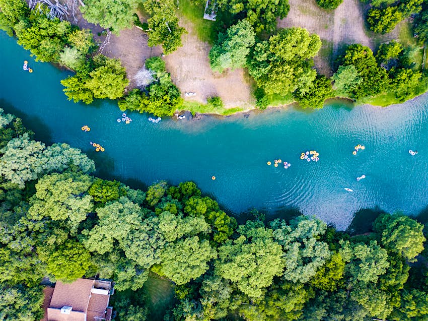 Guadaloupe River near New Braunfels, Texas Floating down the Guadaloupe River near New Braunfels, Texas