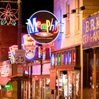 MEMPHIS, USA - NOVEMBER 25: Neon signs of famous blues clubs on historical Beale street on November 25, 2008. Beale street is a major tourist attraction and a place for blues festivals and concerts