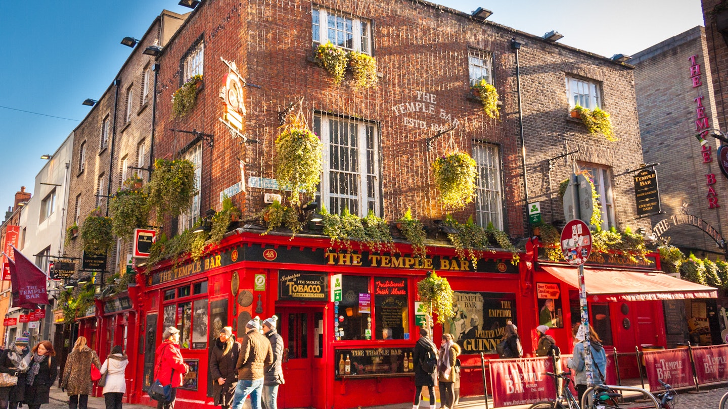 February 18, 2018: Exterior of the Temple Bar pub in the Temple Bar area of Dublin city.