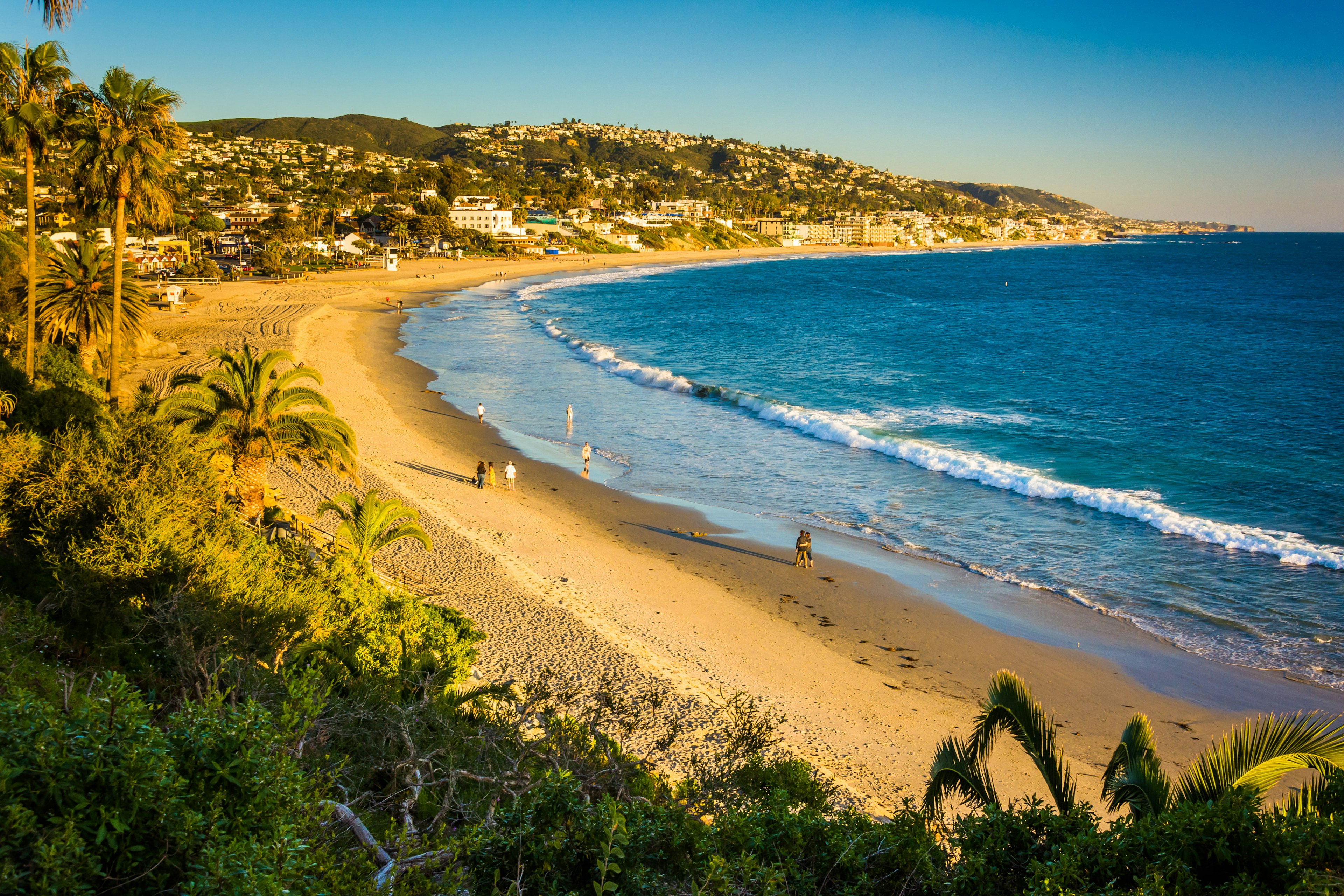 View of cliffs and the Pacific in Main Beach Park at Heisler Park, in Laguna Beach, California