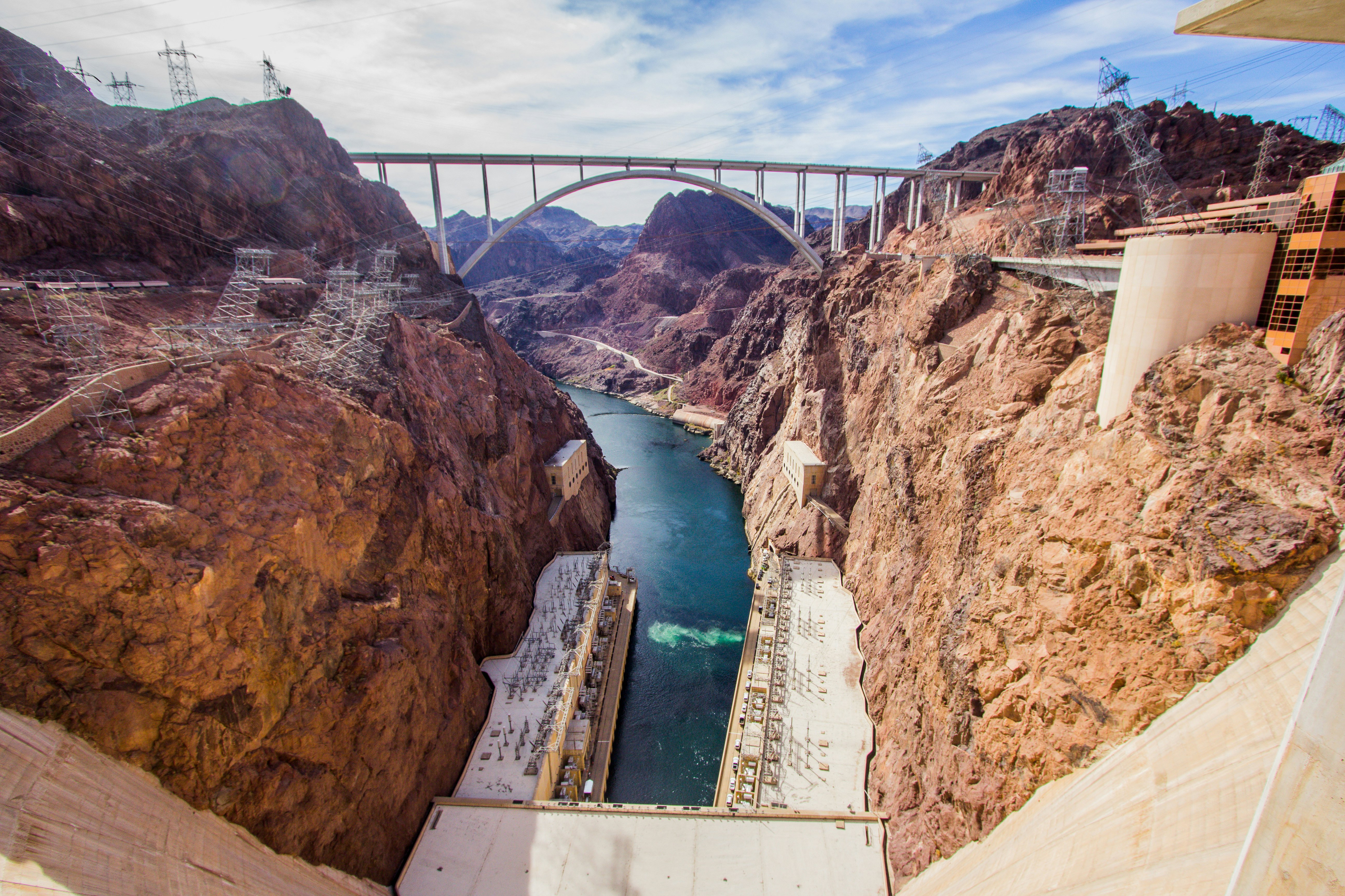 A view of the concrete supports of the Hoover Dam in Nevada.