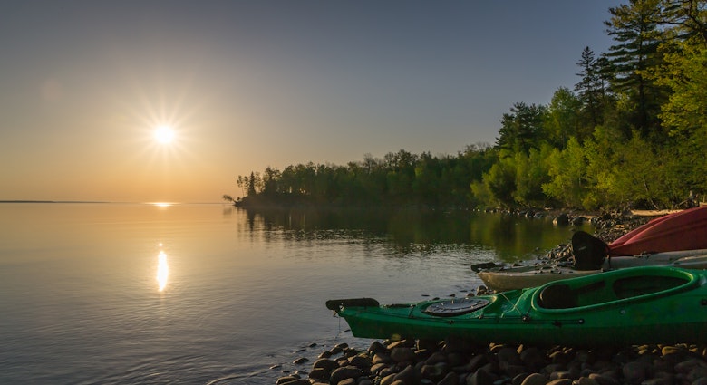 Sunrise at Town Beach, Madeline Island. Spring 2016 Series, Madeline Island, Wisconsin (May 2016); Shutterstock ID 446953222; Your name (First / Last): Meghan O'Dea; GL account no.: 56530; Netsuite department name: Digital Editorial; Full Product or Project name including edition: Aus DMO Northern Territory