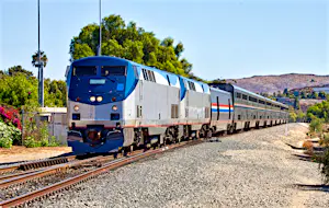 Amtrak Coast Starlight (Los Angeles - Seattle) train at Moorpark, California.