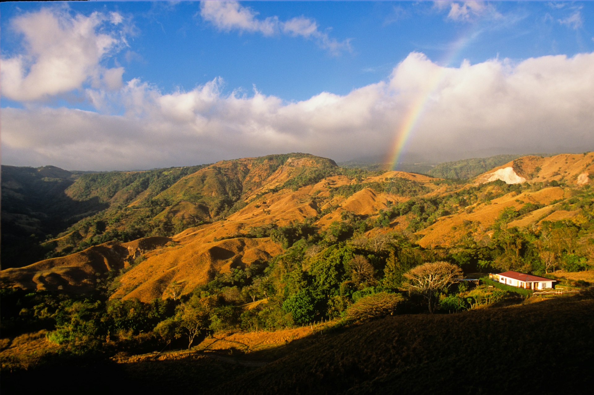 Rainbow and house, Cordillera de Tilaran, Guanacaste, Costa Rica