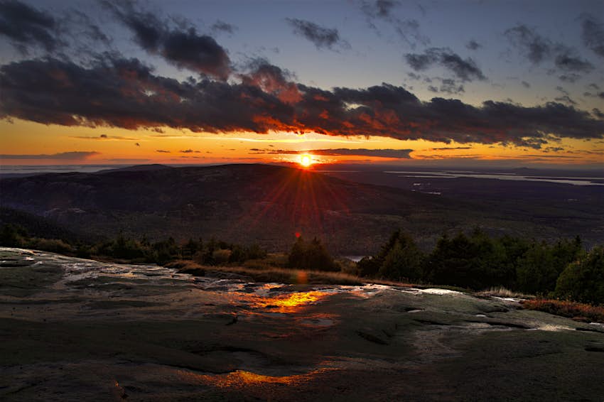 Sunrise view from Cadillac Mountain, Acadia National Park, Maine Sunrise view from Cadillac Mountain in Acadia National Park