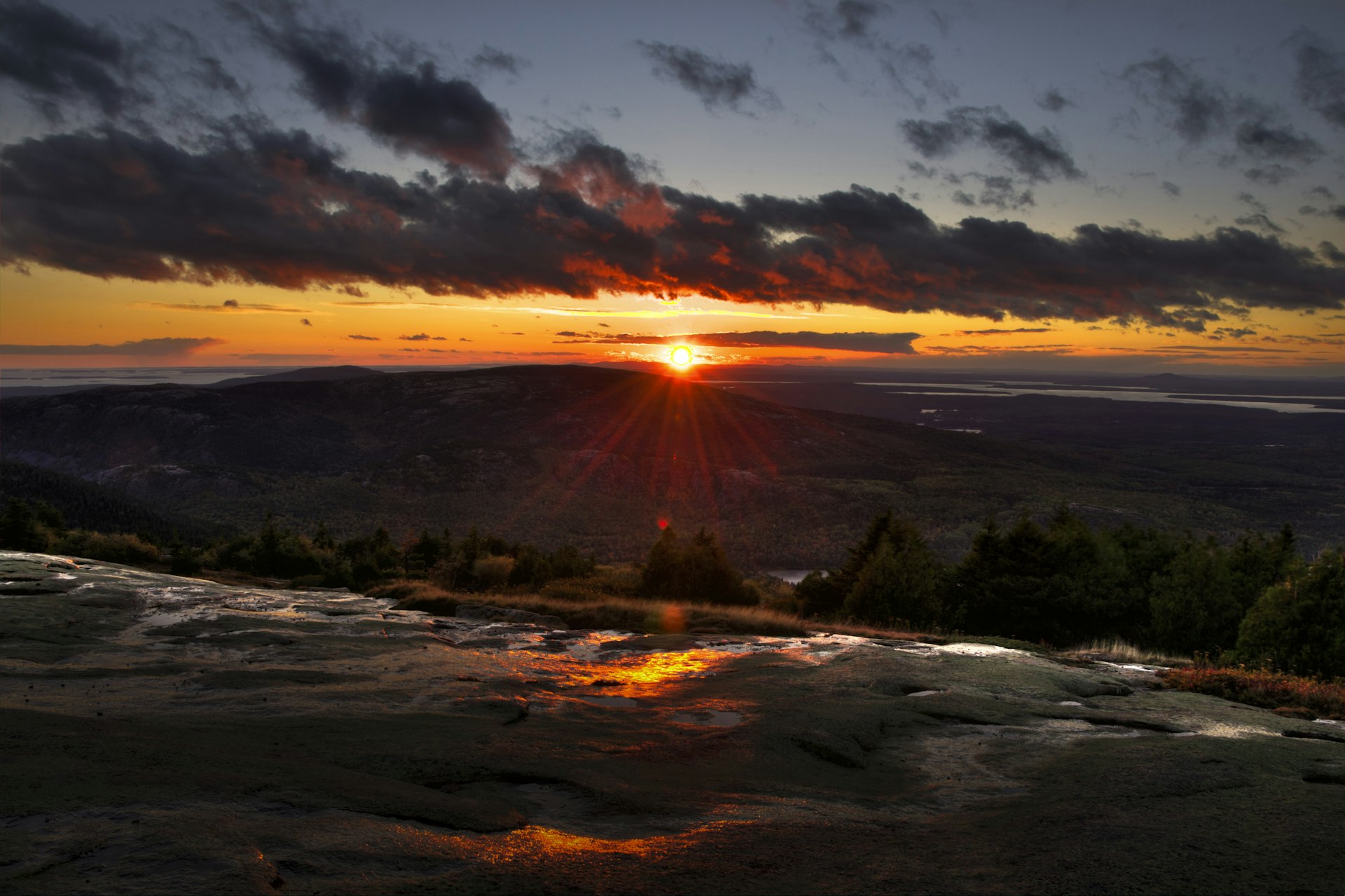 Sunrise view from Cadillac Mountain in Acadia National Park