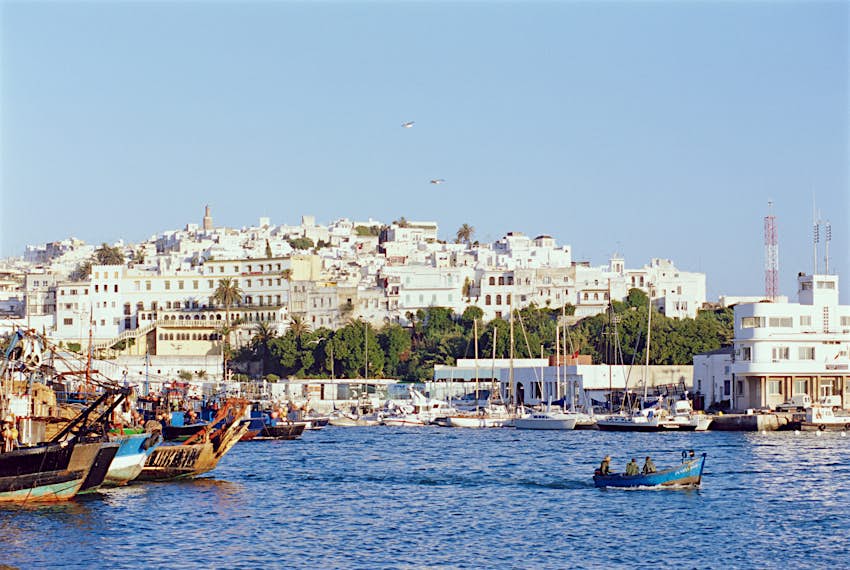 Tangier, Morocco View of old city from the harbor of Tangier, Morocco