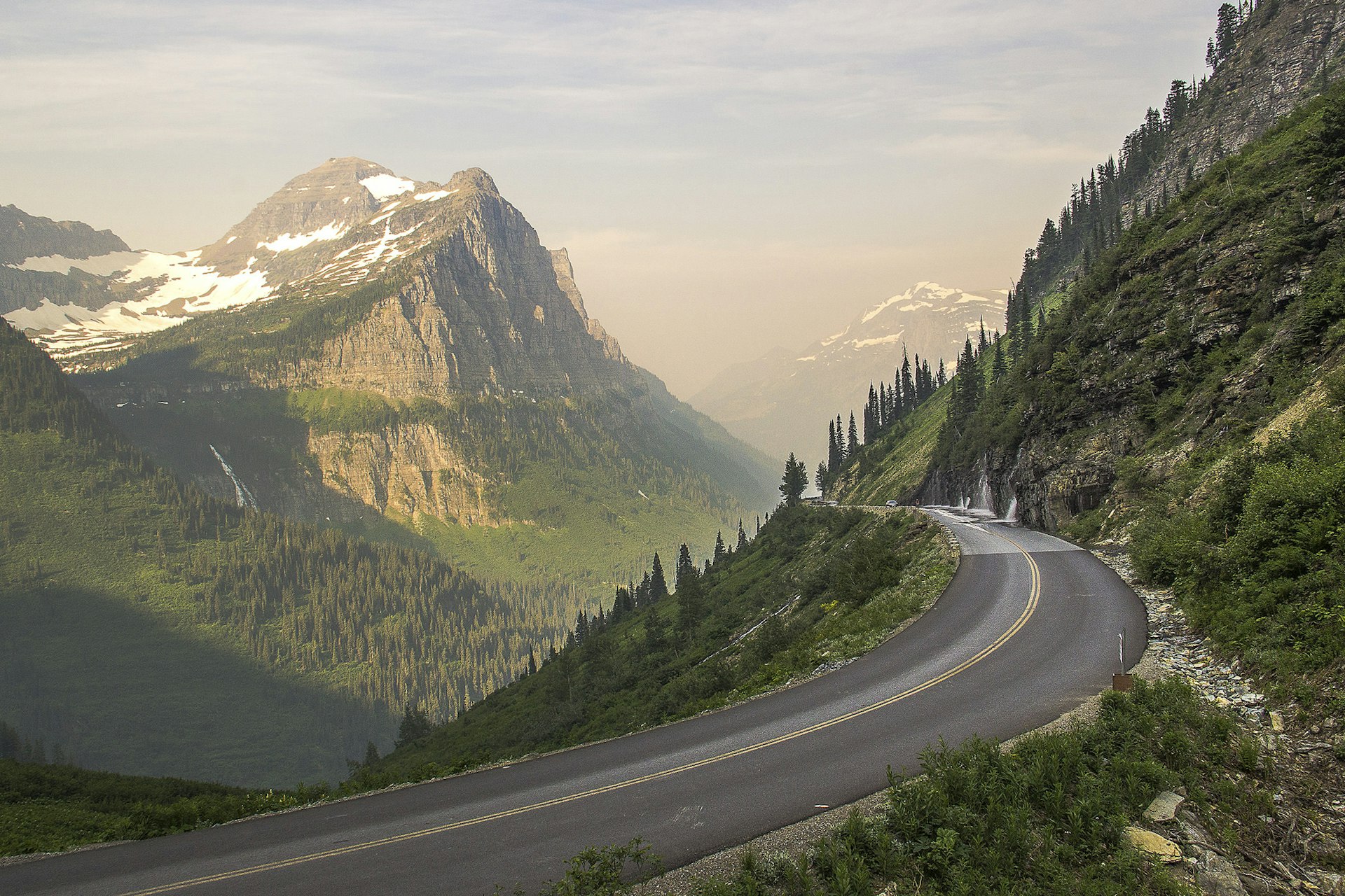 Mountain pass on Going-to-the-Sun Road in the Glacier National Park