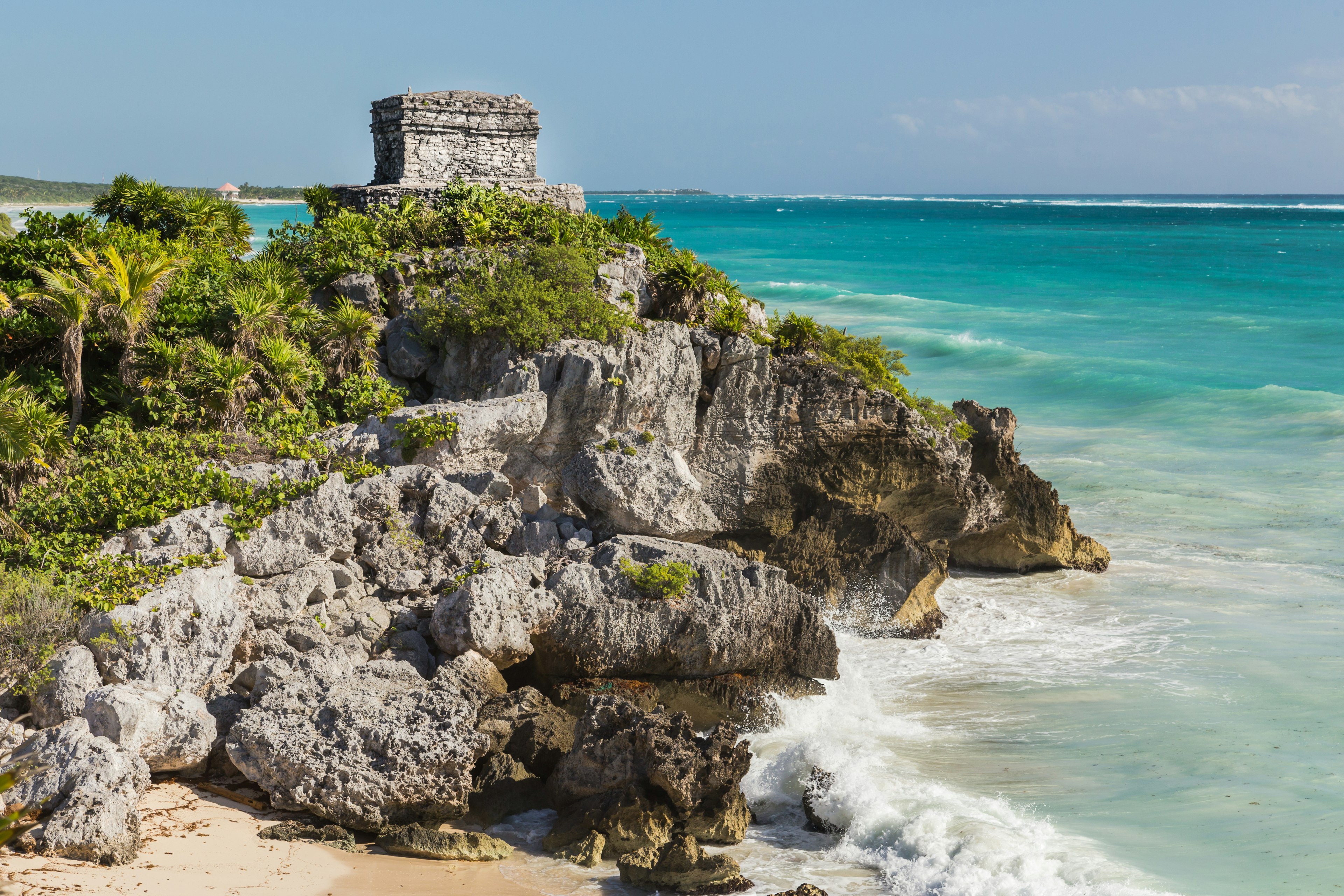 Mayan Ruins seen by the ocean near Tulum, Mexico