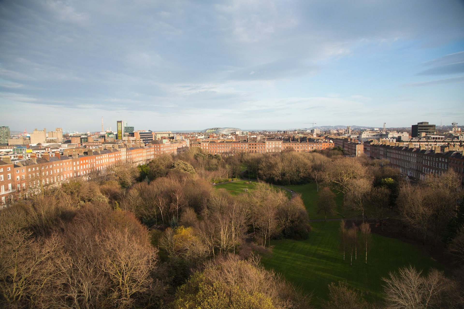 The skyline of Dublin from a viewpoint over Merrion Square