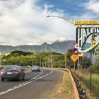 Sign for Haleiwa on the North Shore in the Waialua District.