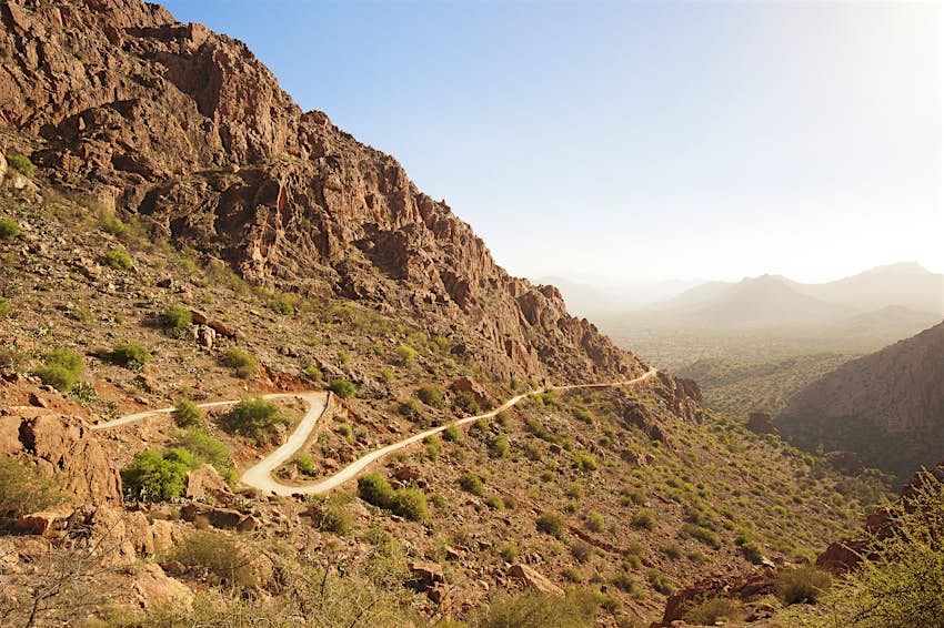 Anti Atlas Mountains, Morocco Winding trail through Anti Atlas Mountains, Morocco