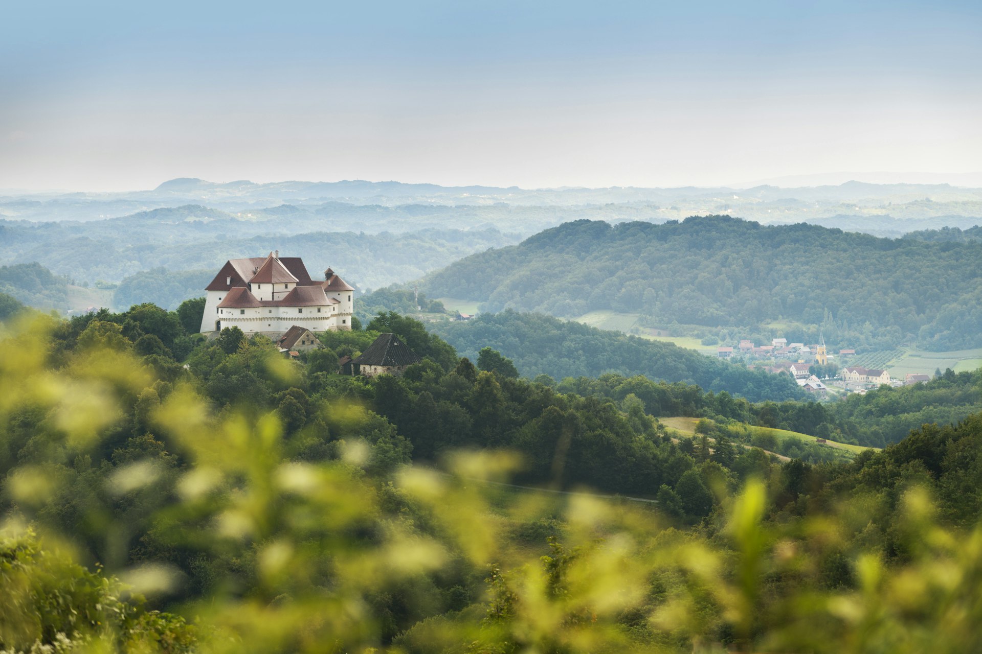 The Veliki Tabor 16th-century castle and surrounding countryside in Zagorje, Croatia