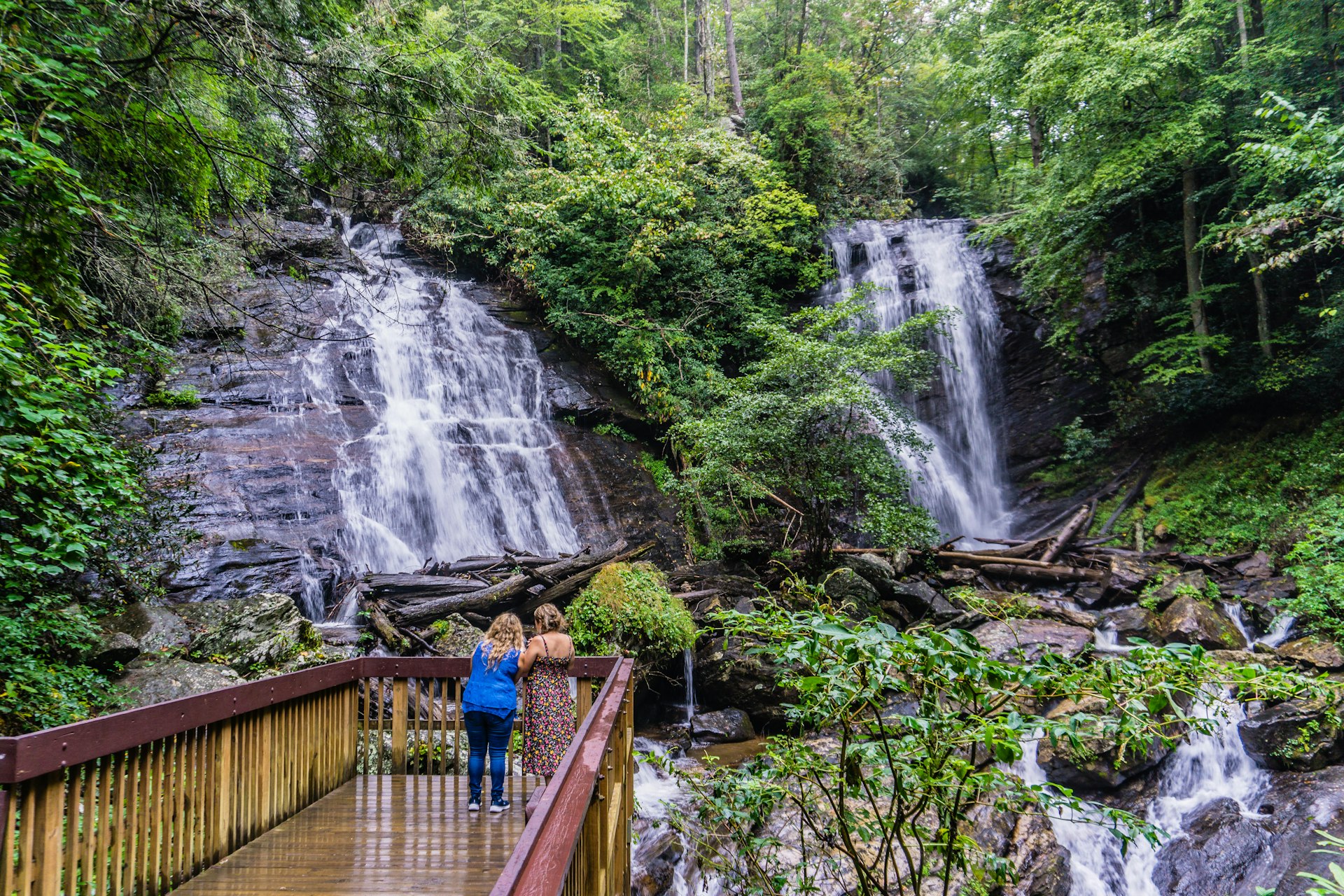 Beautiful water falls of Anna Ruby waterfalls in Helen, Georgia, USA