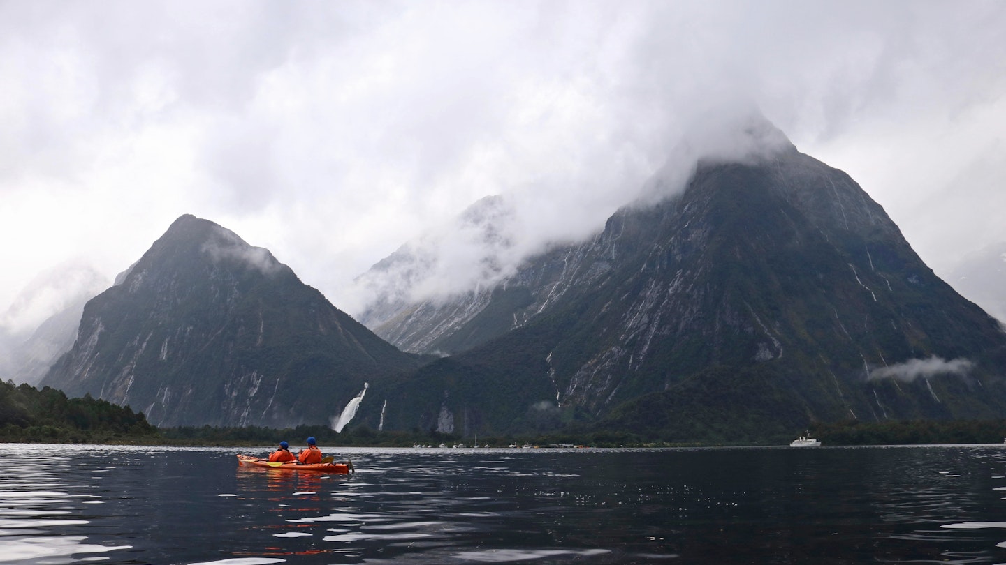 Kayaking, Milford Sound, Fiordland National Park, South Island, Fiord
