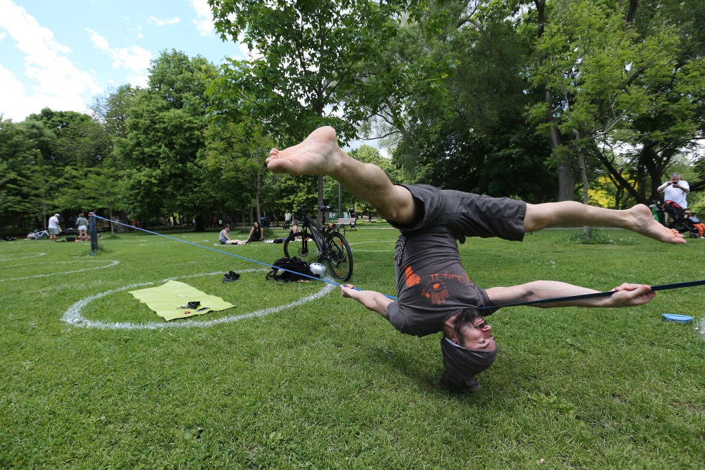 Exercising in Trinity Bellwoods Park