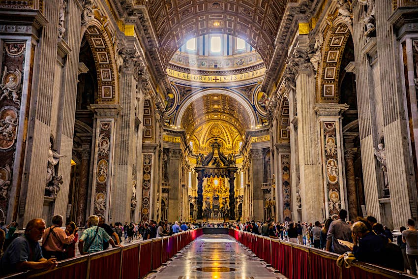 St Peter's Basilica Ornate golden interior of St. Peter's Basilica