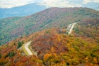 October 27, 2017: Cars travel along the Skyline Drive during Fall.