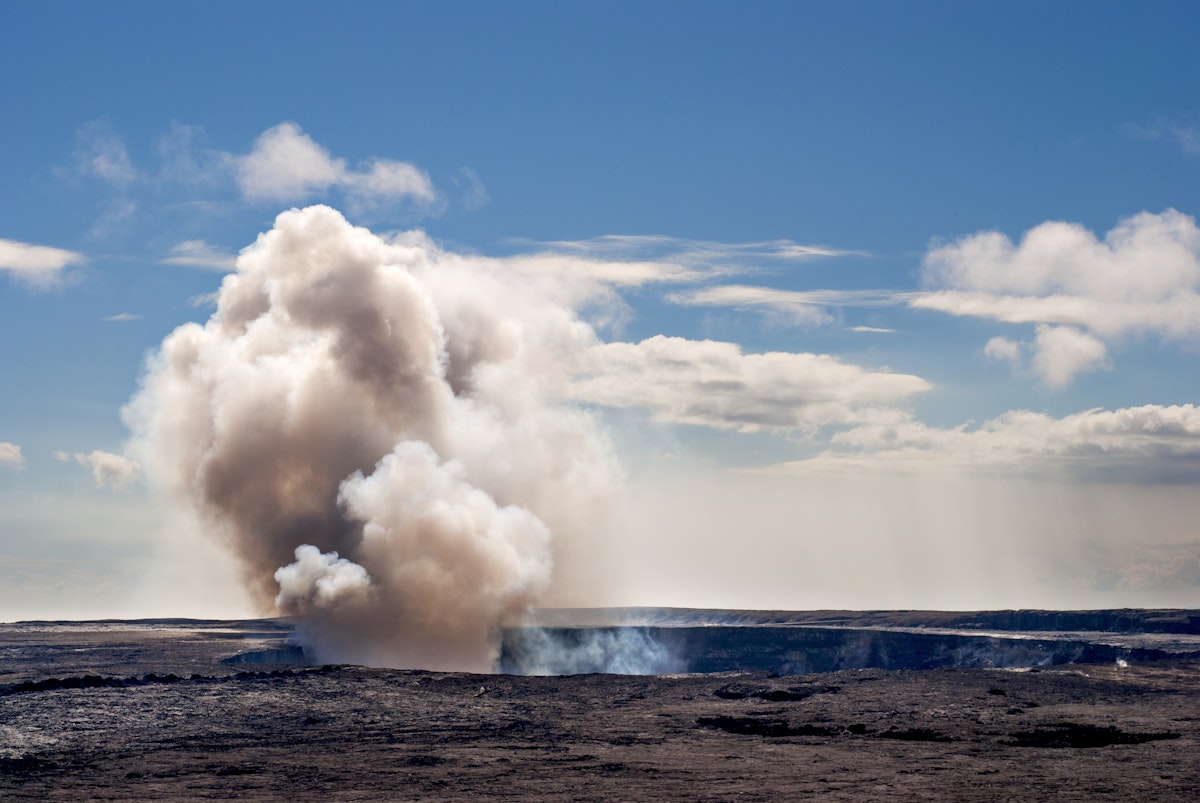 Smoke plumes from the Kilauea Volcano on the Big Island of Hawaii.