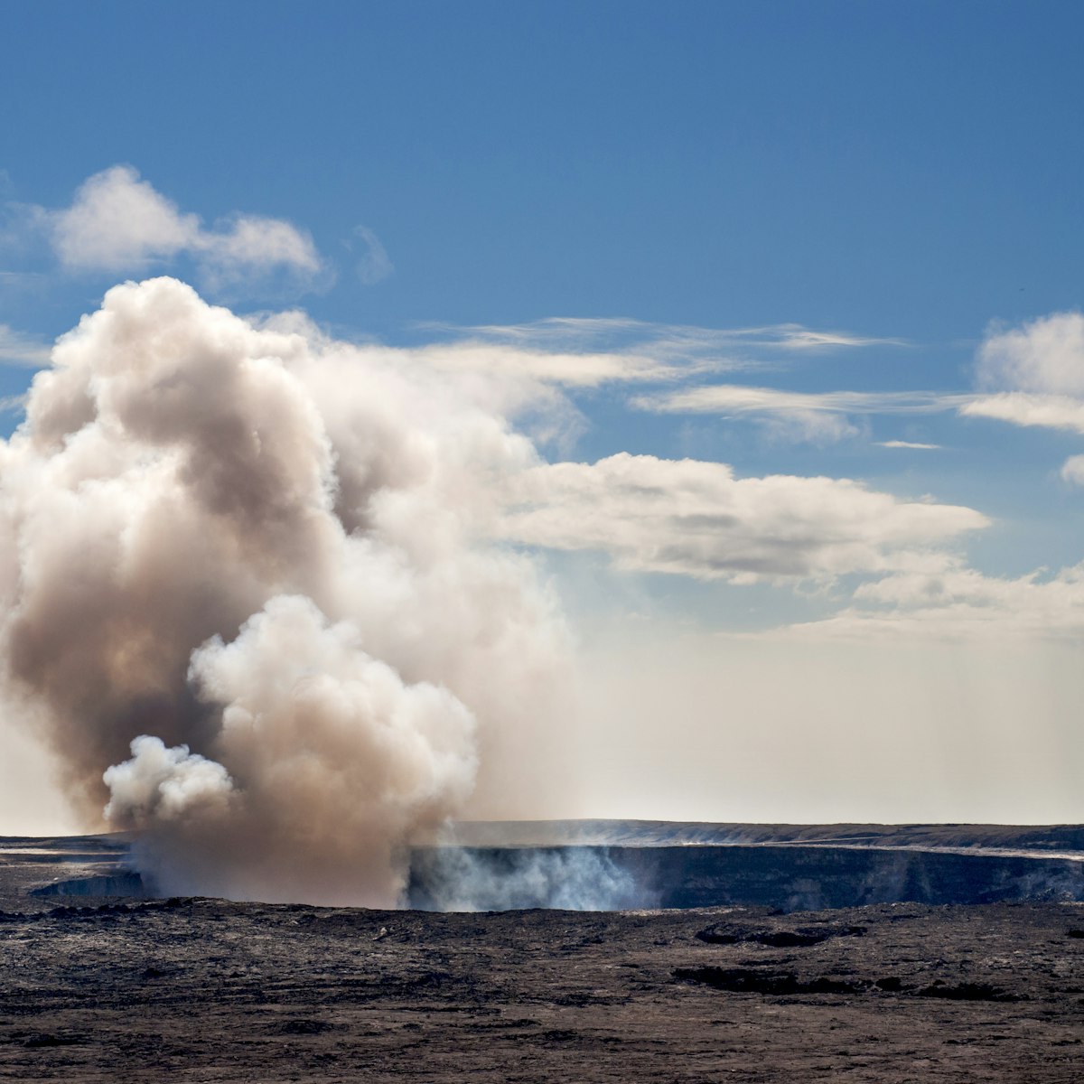 Smoke plumes from the Kilauea Volcano on the Big Island of Hawaii.
