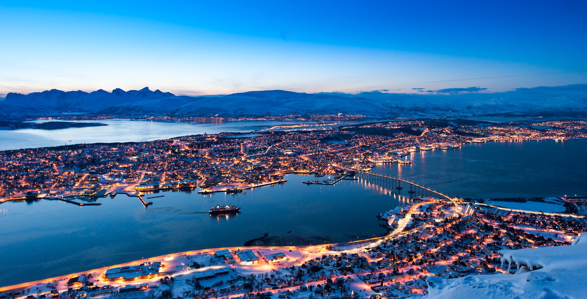 Aerial view of skyline in Tromsø, Norway