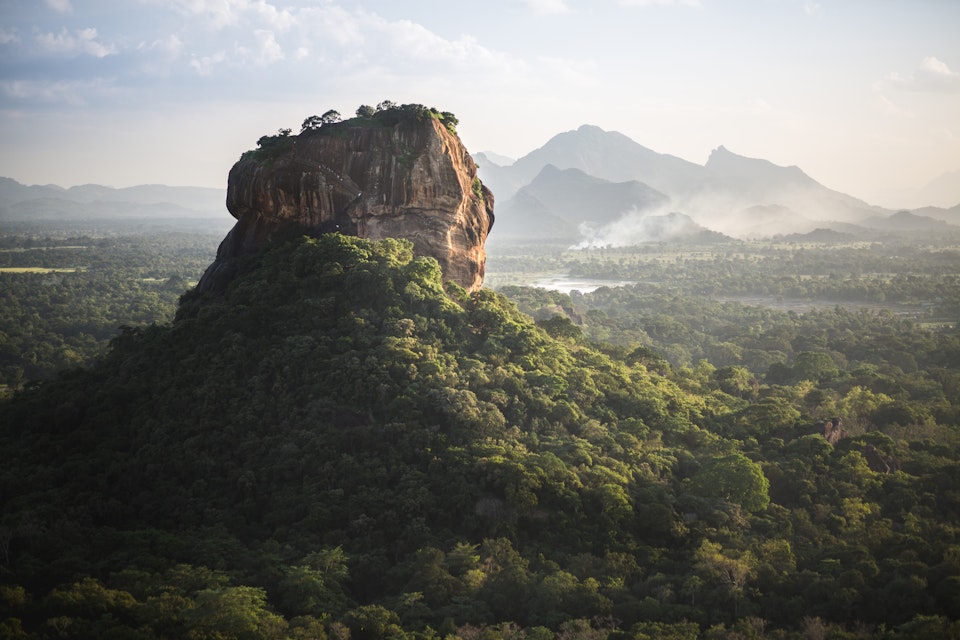 Sigiriya Lion Rock fortress and landscape in Sri Lanka.