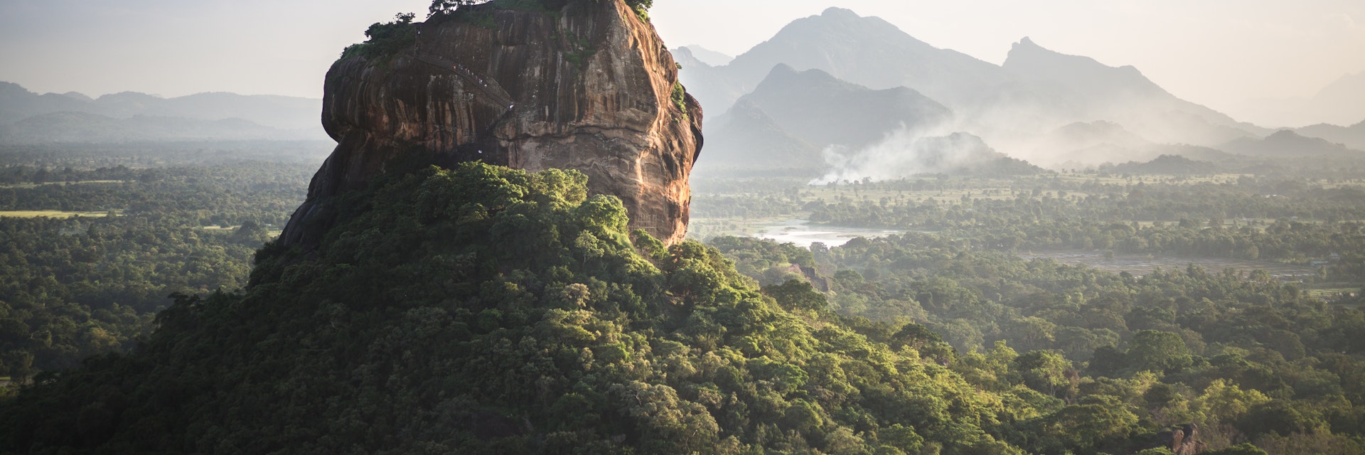 Sigiriya Lion Rock fortress and landscape in Sri Lanka.