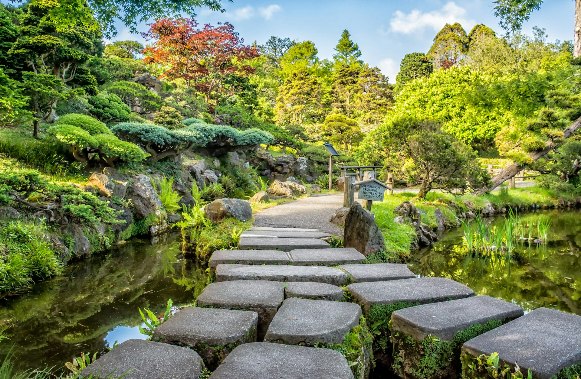 Stone footpath at the Japanese Garden in Golden Gate Park in San Francisco