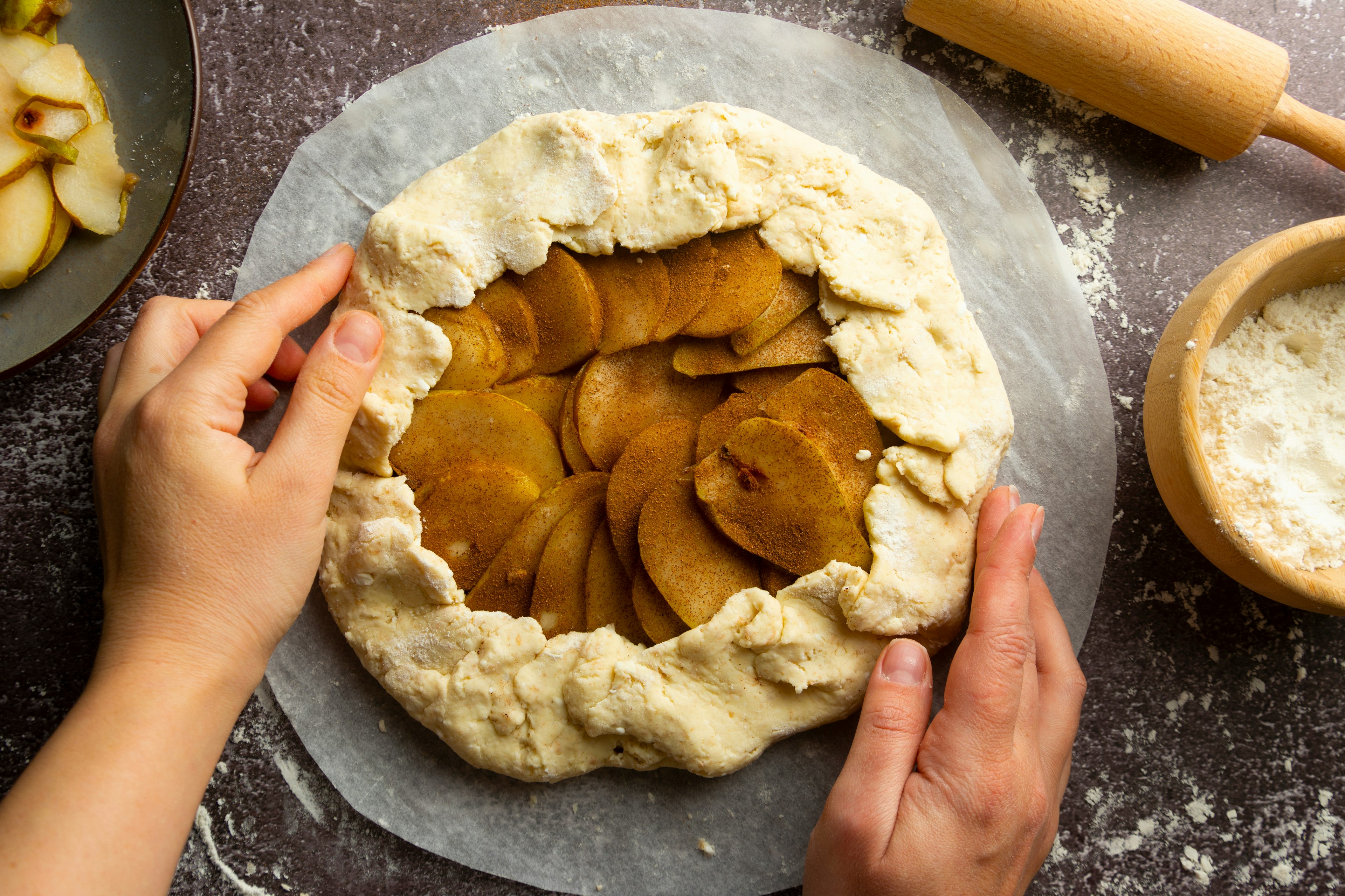 Cooking Rustic Pie Galette With Pears And Cinnamon