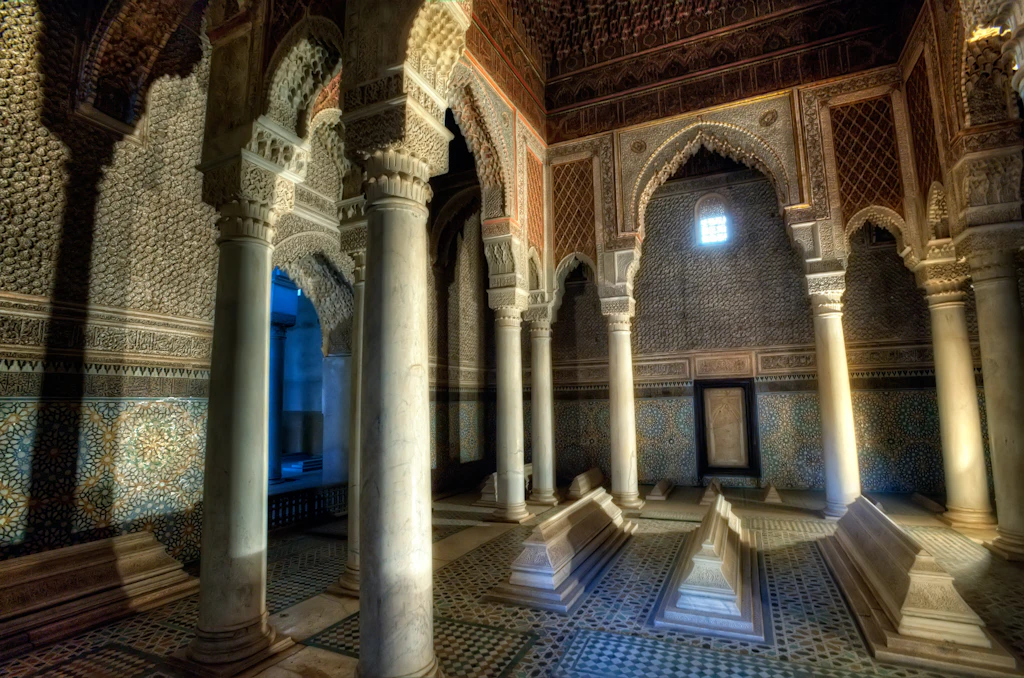 Saadian Tombs in Marrakesh, Morocco Interior of the Saadian Tombs in Marrakesh, Morocco