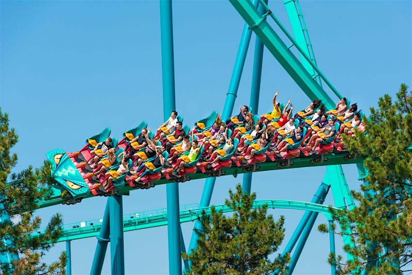 Canada's Wonderland People using the Leviathan rollercoaster in Canada's Wonderland.