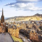 Looking Over Edinburgh Old Town To Arthurs Seat