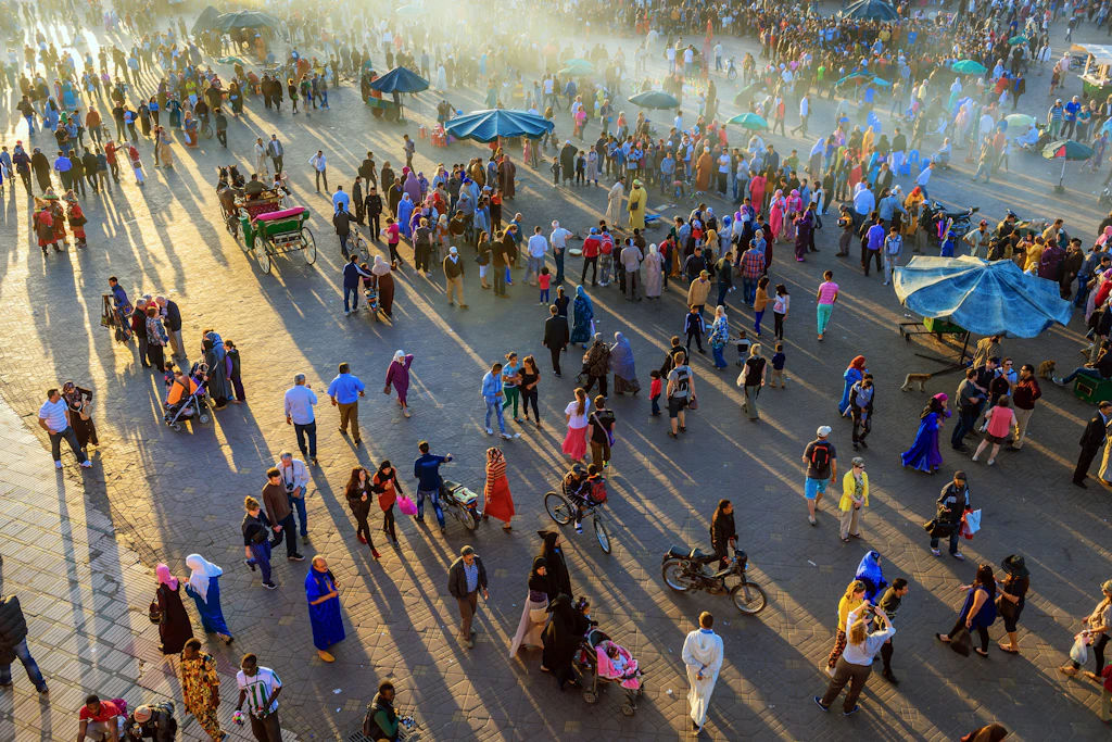 Evening on Djemaa El Fna square in Marrakesh, Morocco Evening on Djemaa El Fna square in Marrakesh, Morocco