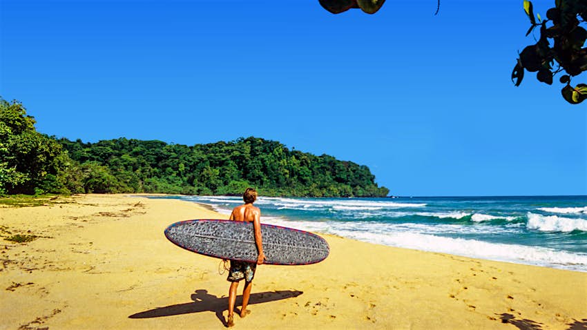Surfer at Wizard Beach, Bocas del Toro