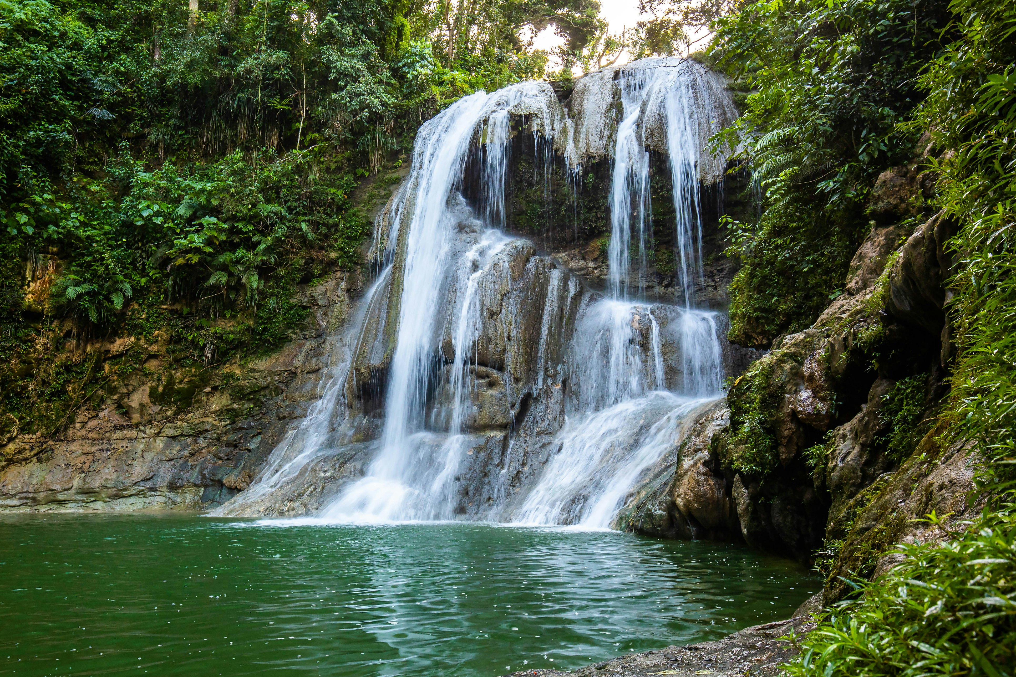 Beautiful Gozalandia Waterfall in San Sebastian Puerto Rico at daylight