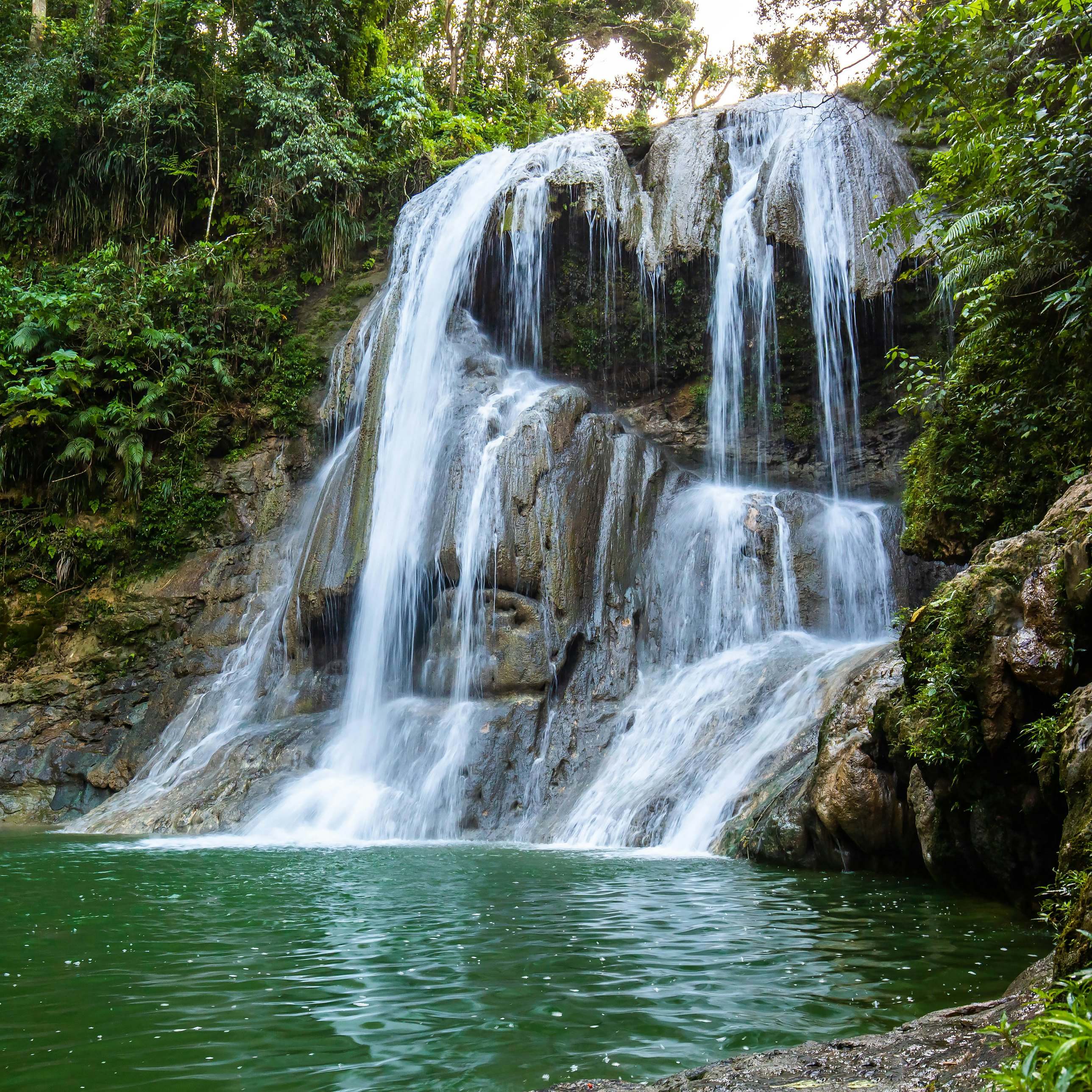 Beautiful Gozalandia Waterfall in San Sebastian Puerto Rico at daylight